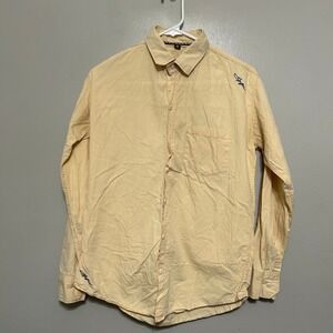 Spykar Mens Button Up Shirt M Yellow Long Sleeve Cotton Casual Coastal Preppy